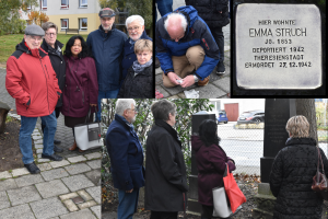 Mitglieder des SPD Ortsverein Giesenkirchen reinigen Stolpersteine