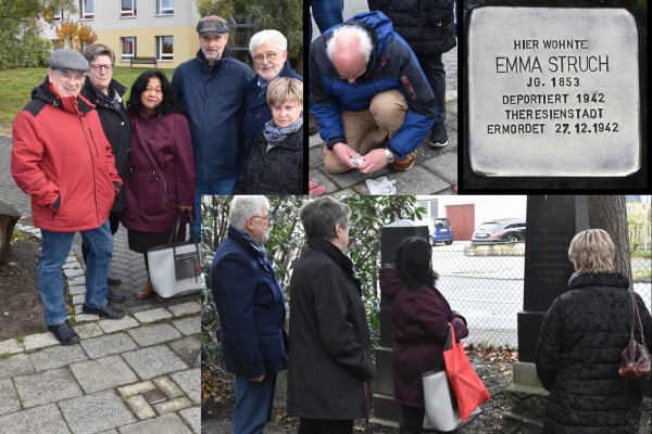Mitglieder des SPD Ortsverein Giesenkirchen reinigen Stolpersteine